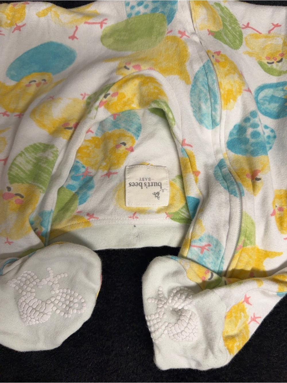 Burt's Bees Baby Chick Print Footed One-Piece in Yellow, Blue, Green